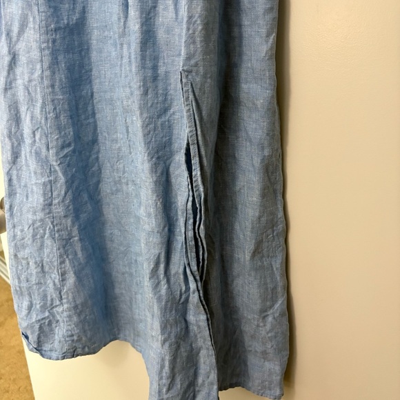 Aritzia Wilfred 100% Organic Linen Genoa Linen Midi Dress in Blue Size Medium - Picture 6 of 9